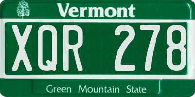 VT license plate XQR278