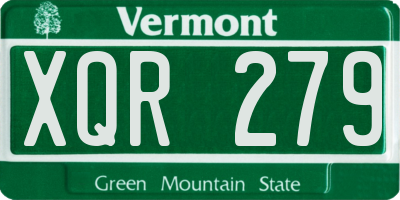 VT license plate XQR279