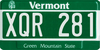 VT license plate XQR281