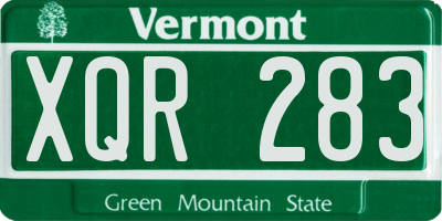 VT license plate XQR283