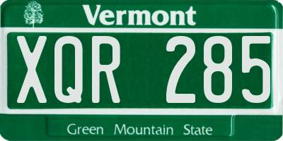 VT license plate XQR285
