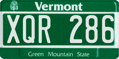 VT license plate XQR286