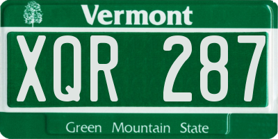 VT license plate XQR287
