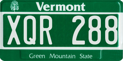 VT license plate XQR288