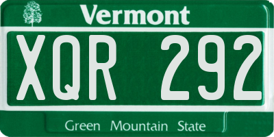 VT license plate XQR292