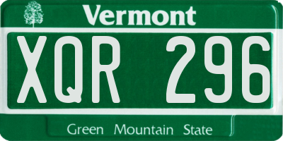 VT license plate XQR296