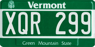 VT license plate XQR299