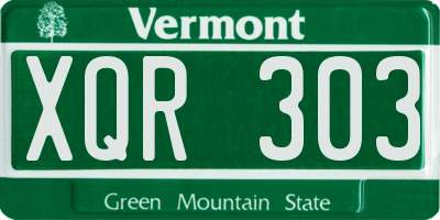 VT license plate XQR303