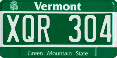 VT license plate XQR304