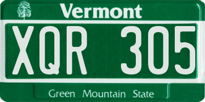 VT license plate XQR305