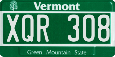 VT license plate XQR308