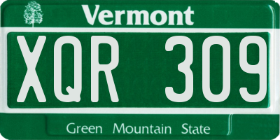 VT license plate XQR309