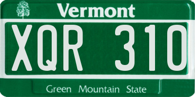 VT license plate XQR310