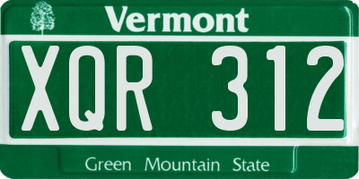 VT license plate XQR312