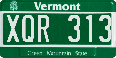 VT license plate XQR313