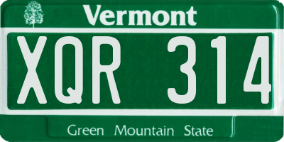 VT license plate XQR314