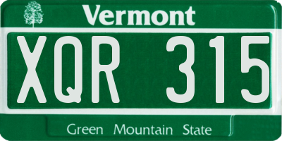 VT license plate XQR315