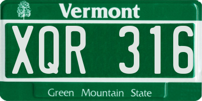VT license plate XQR316
