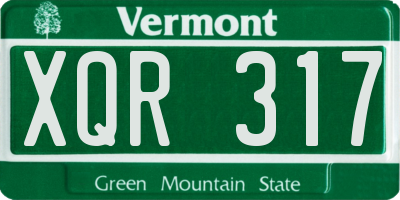 VT license plate XQR317