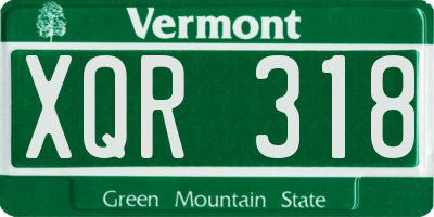 VT license plate XQR318