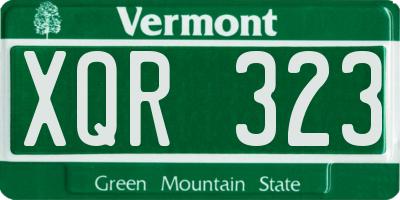 VT license plate XQR323