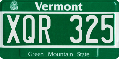 VT license plate XQR325