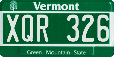 VT license plate XQR326