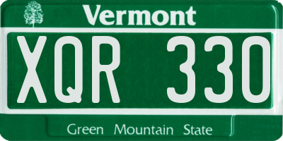 VT license plate XQR330
