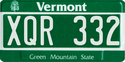 VT license plate XQR332