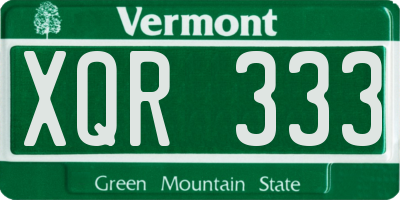 VT license plate XQR333