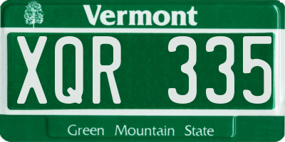 VT license plate XQR335