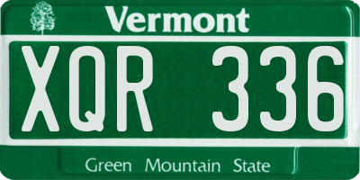 VT license plate XQR336