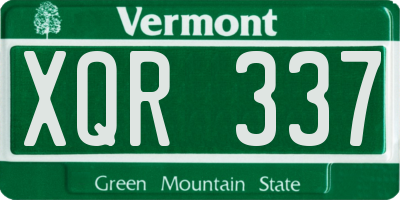VT license plate XQR337