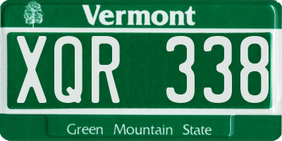 VT license plate XQR338