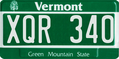 VT license plate XQR340