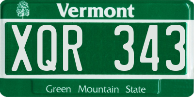 VT license plate XQR343