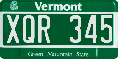 VT license plate XQR345