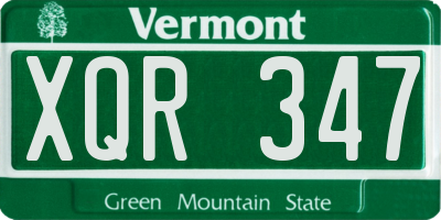 VT license plate XQR347
