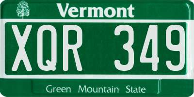 VT license plate XQR349