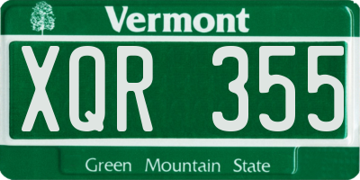 VT license plate XQR355