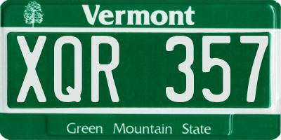 VT license plate XQR357