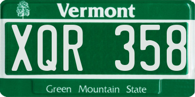 VT license plate XQR358