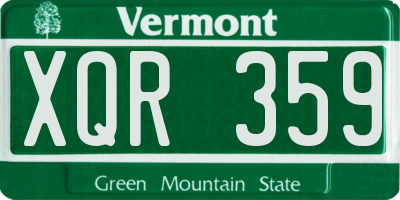VT license plate XQR359