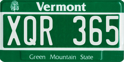 VT license plate XQR365
