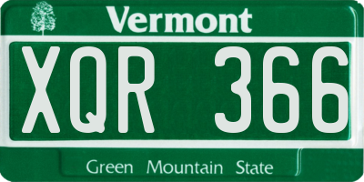 VT license plate XQR366