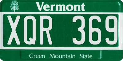 VT license plate XQR369