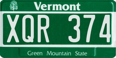 VT license plate XQR374