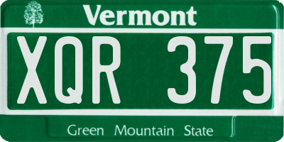 VT license plate XQR375