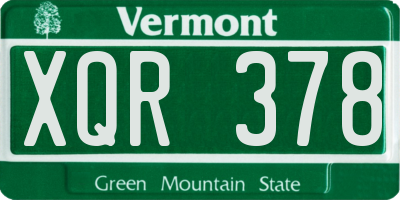VT license plate XQR378