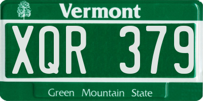 VT license plate XQR379